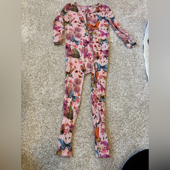 Posh Peanut Pink Floral Butterfly Romper - Picture 2 of 5